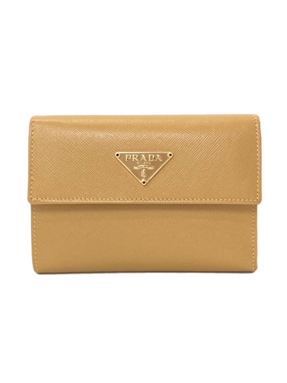 Prada Logo Trifold Wallet Leather